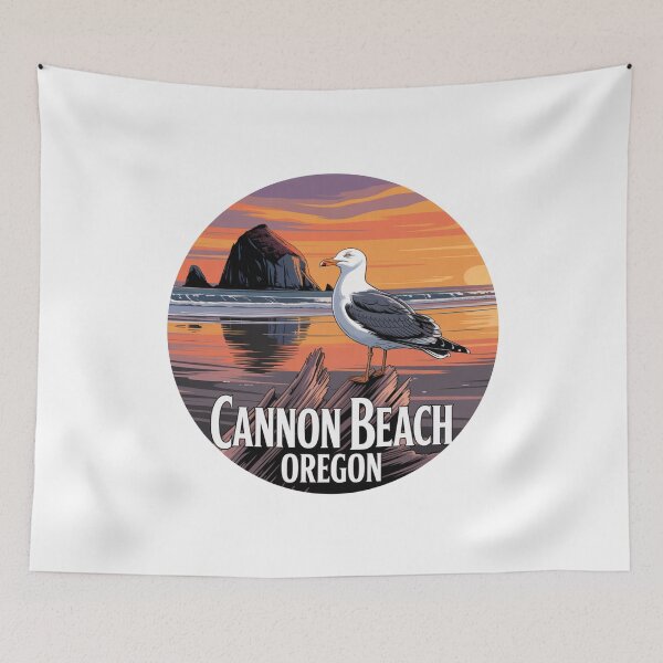Item preview, Cannon Beach Oregon: Seagull Haystack Rock Sunset Art designed and sold by CircinusStore.