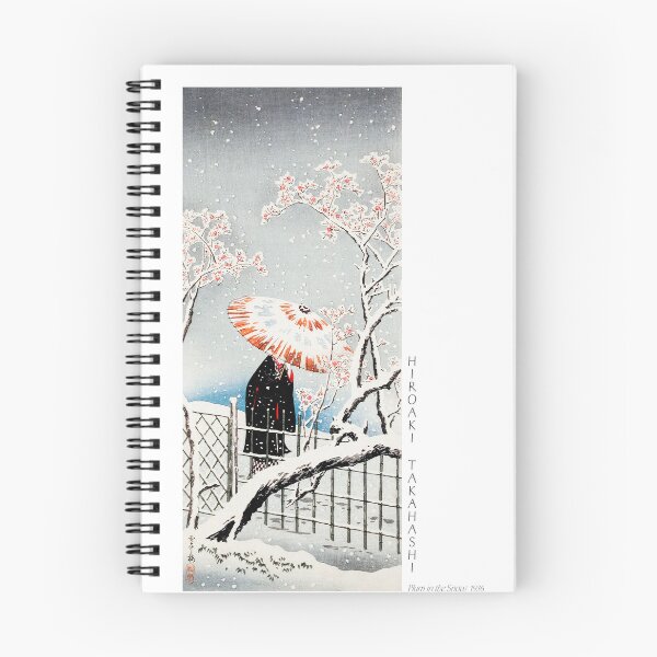 Item preview, Plum Tree Under the Snow – Hiroaki Takahashi (1936) – Red Parasol & Snowflakes – Winter Shin-hanga Print designed and sold by Artyfact1.