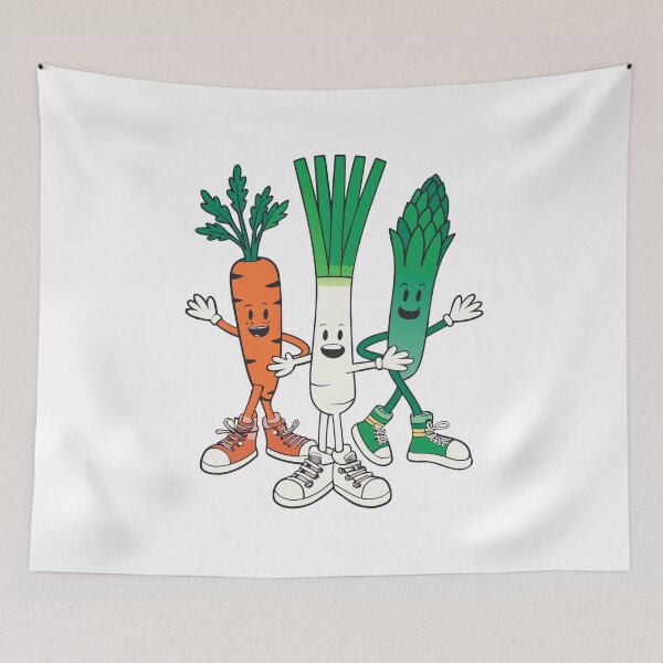 Item preview, Happy Cartoon Veggies Carrot Leek Asparagus Foodie designed and sold by AntiqueImages.