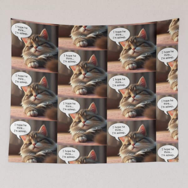 Item preview,  Funny Introvert Light Brown Cat Pretending To Sleep Avoiding People Cute Kawaii Cat Relatable Humor Design designed and sold by Tpac-goods.