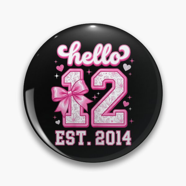Item preview, Hello 12 Years Old Established 2014 Cute Pink Girl Birthday Bow designed and sold by ObukiLantara.