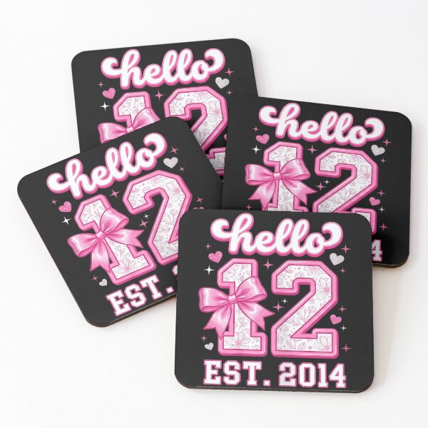 Item preview, Hello 12 Years Old Established 2014 Cute Pink Girl Birthday Bow designed and sold by ObukiLantara.