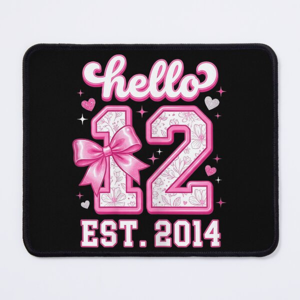 Item preview, Hello 12 Years Old Established 2014 Cute Pink Girl Birthday Bow designed and sold by ObukiLantara.