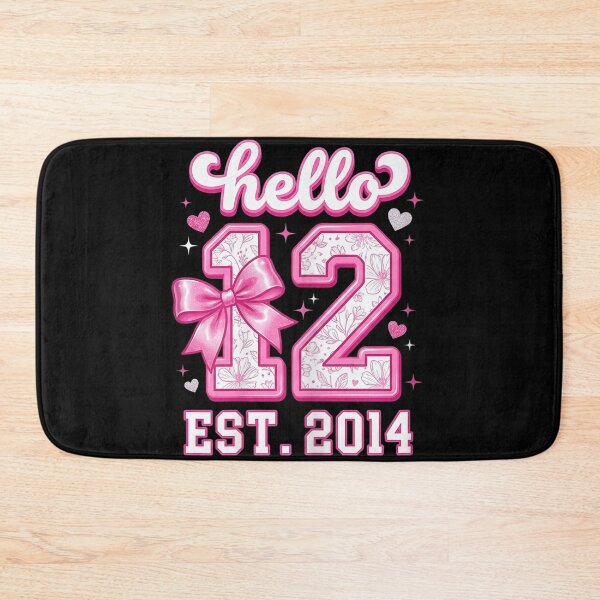 Item preview, Hello 12 Years Old Established 2014 Cute Pink Girl Birthday Bow designed and sold by ObukiLantara.