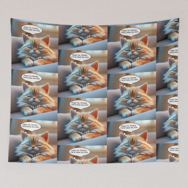 Item preview,  Funny Introvert Ginger Cat Pretending To Sleep Avoiding People Cute Kawaii Cat Relatable Humor Design designed and sold by Tpac-goods.