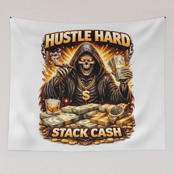 Item preview, Hustle Hard Stack Cash Grim Reaper Design designed and sold by Nixora.