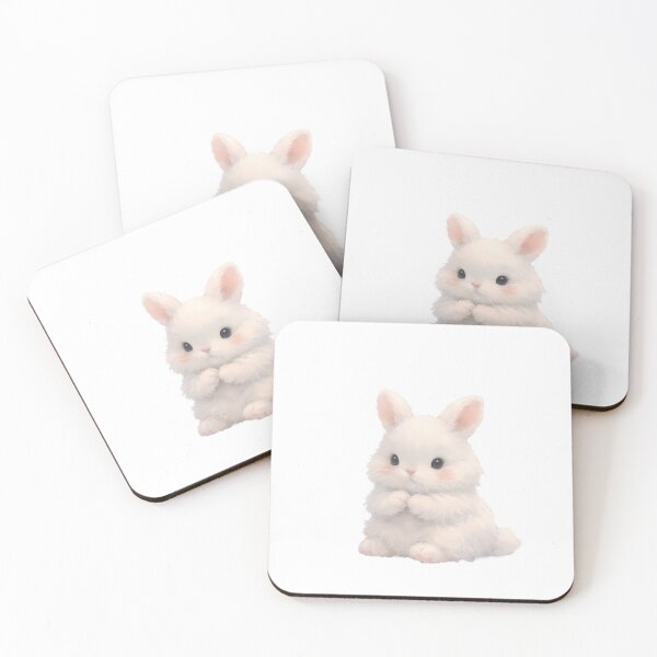 Item preview, Shy Fluffy White Bunny - Adorable Kawaii Rabbit Art designed and sold by lovelistivkaa.