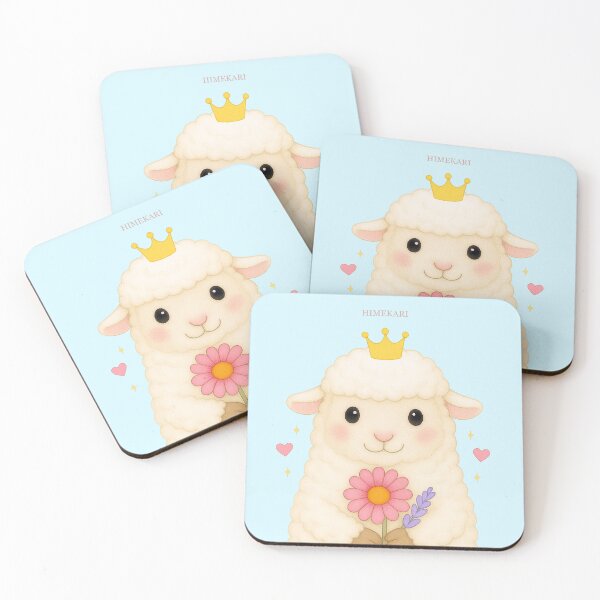 Item preview, Fluffy Sheep with Flowers (UP ver.) – Solid Blue designed and sold by HIMEKARI.