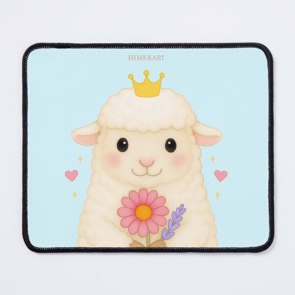 Item preview, Fluffy Sheep with Flowers (UP ver.) – Solid Blue designed and sold by HIMEKARI.