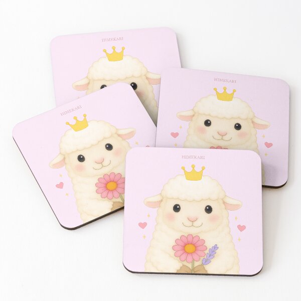 Item preview, Fluffy Sheep with Flowers (UP ver.) – Solid Pink designed and sold by HIMEKARI.