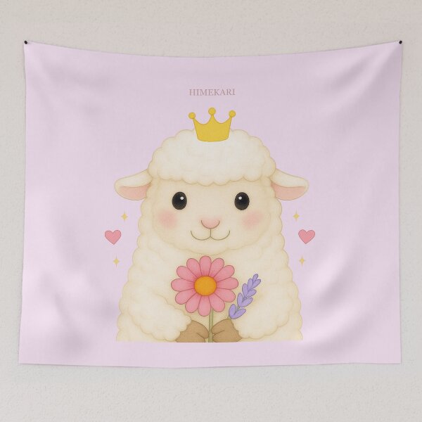 Item preview, Fluffy Sheep with Flowers (UP ver.) – Solid Pink designed and sold by HIMEKARI.