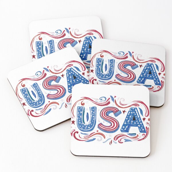 Item preview, USA in custom text with patriotic colors and accents. designed and sold by Art-Horizon.