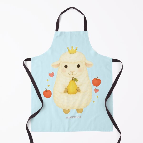 Item preview, Fluffy Sheep with Pear and Apples - Solid Blue designed and sold by HIMEKARI.