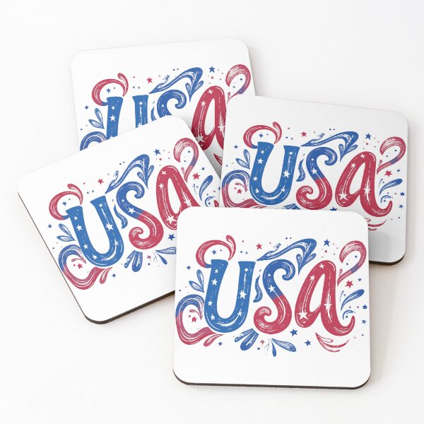 Item preview, USA in custom text with patriotic colors and accents. designed and sold by Art-Horizon.