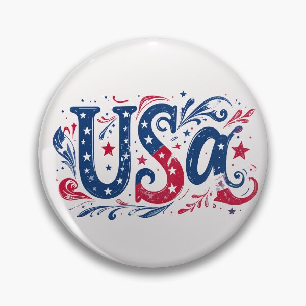 Item preview, USA in custom text with patriotic colors and accents. designed and sold by Art-Horizon.