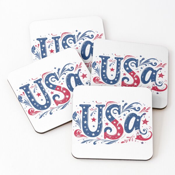 Item preview, USA in custom text with patriotic colors and accents. designed and sold by Art-Horizon.