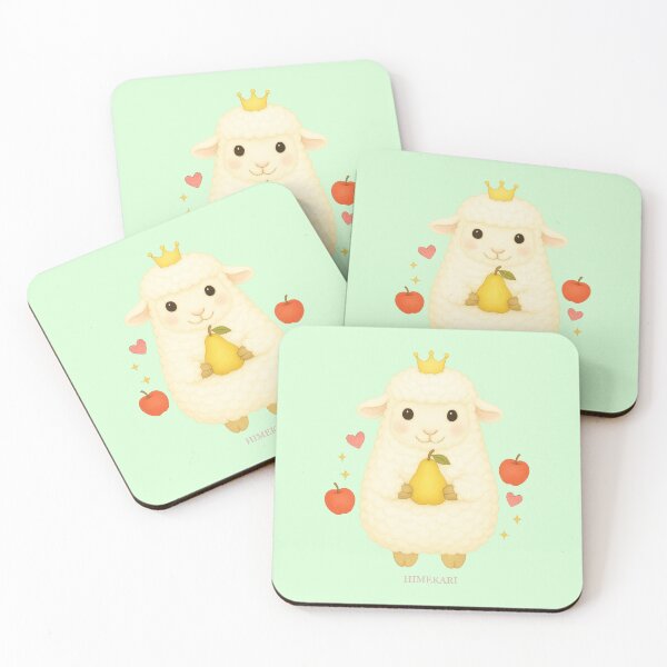 Item preview,  Fluffy Sheep with Pear and Apples - Solid Mint designed and sold by HIMEKARI.