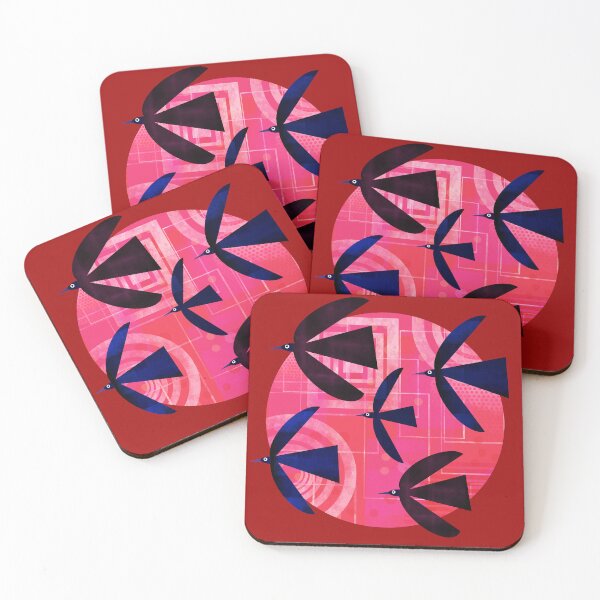 Item preview, Geometric Birds on Pink Background designed and sold by Andrew  Hitchen.