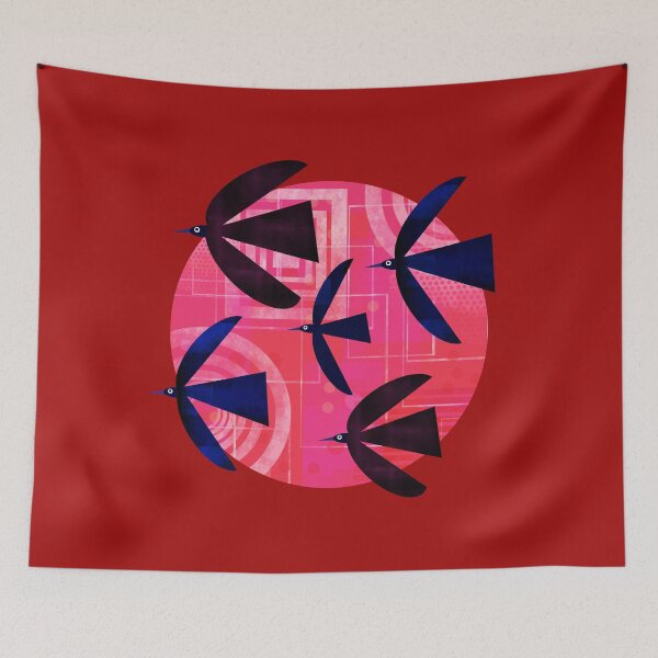 Item preview, Geometric Birds on Pink Background designed and sold by Andrew  Hitchen.