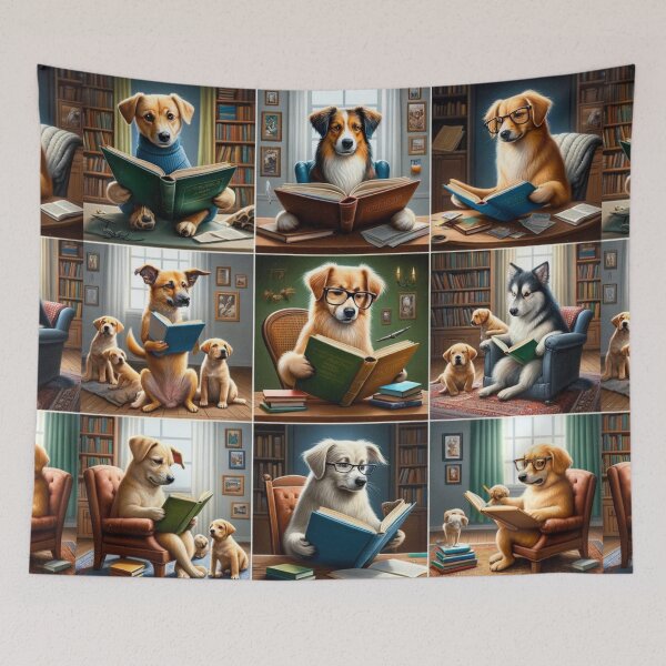 Item preview, Cute Dogs Reading Books | Funny Book Lover Dog Illustration | Cozy Library Puppy Art designed and sold by SheetalMourya.