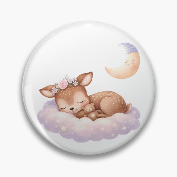 Item preview, Sleeping Fawn on Starry Cloud with Moon and Teddy Bear designed and sold by lovelistivkaa.