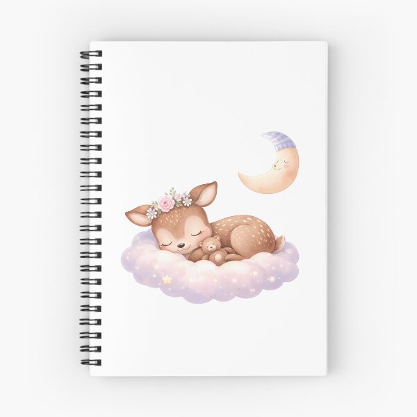 Item preview, Sleeping Fawn on Starry Cloud with Moon and Teddy Bear designed and sold by lovelistivkaa.