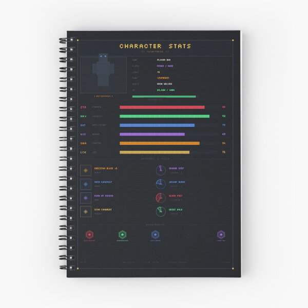 Item preview, RPG Character Stats Screen — Dark Gamer Wall Art designed and sold by Fani's Corner.