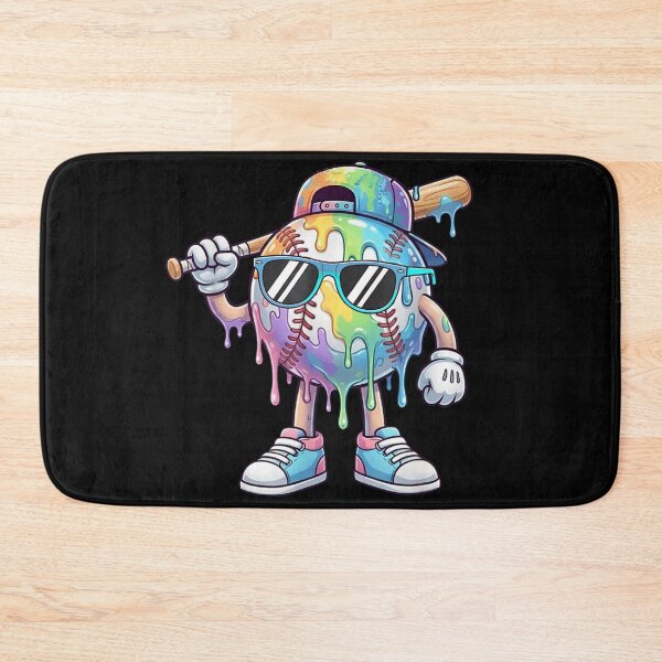 Item preview, Colorful Rainbow Paint Drip Baseball Ball Cool Sunglasses Baseball Player Art designed and sold by ObukiLantara.