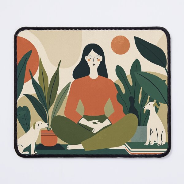 Item preview, Cozy Book Woman girl Mom Cat Aesthetic Relaxing Lifestyle Design Books plants selfcare abstract blob style designed and sold by VISO-art.
