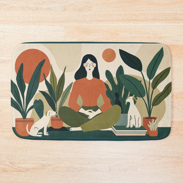 Item preview, Cozy Book Woman girl Mom Cat Aesthetic Relaxing Lifestyle Design Books plants selfcare abstract blob style designed and sold by VISO-art.