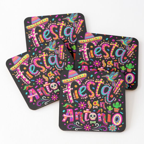Item preview, Colorful Fiesta San Antonio Texas Mexican Party Typography With Sombrero Cactus designed and sold by ObukiLantara.