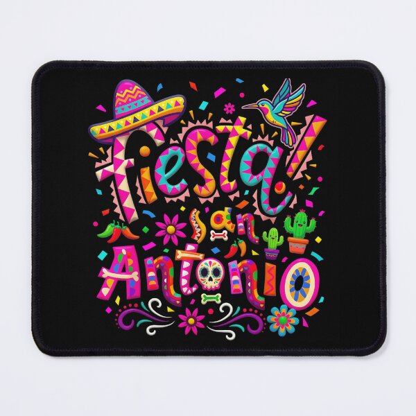 Item preview, Colorful Fiesta San Antonio Texas Mexican Party Typography With Sombrero Cactus designed and sold by ObukiLantara.