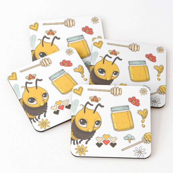 Item preview, Kawaii Queen Bee Honey Flowers Cute Illustration designed and sold by CLC54.