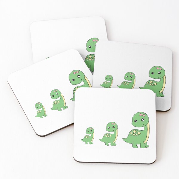 Item preview, Cute Green Kawaii Little Dinosaurs with Pink Bow, Cute Dino Family Illustration for Children designed and sold by CLC54.