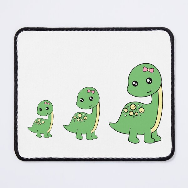 Item preview, Cute Green Kawaii Little Dinosaurs with Pink Bow, Cute Dino Family Illustration for Children designed and sold by CLC54.