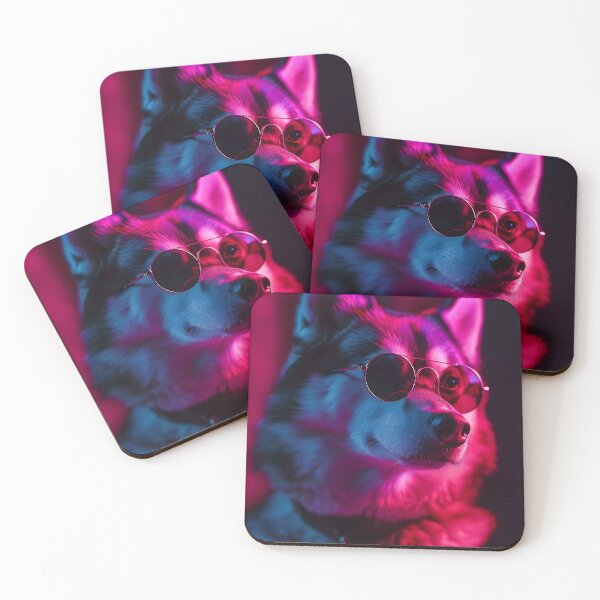 Item preview, Cool Husky with Sunglasses – Neon Vibes designed and sold by Bold INK.
