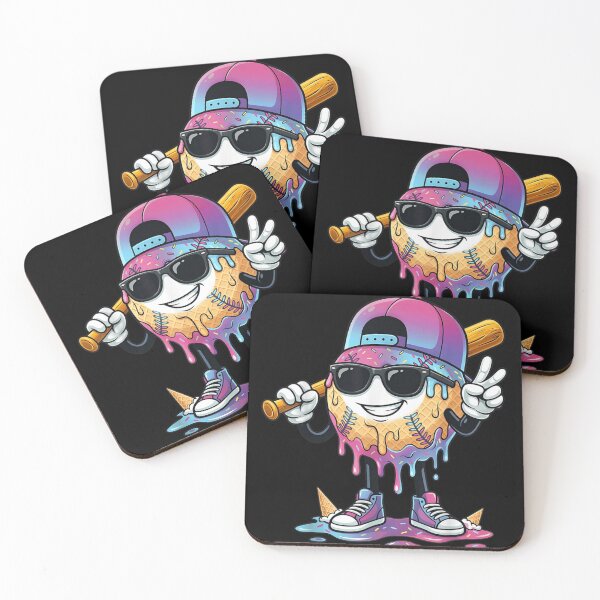 Item preview, Funny Donut Baseball Character With Sunglasses Bat And Melting Sweet Glaze designed and sold by PhocoNibict.