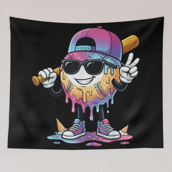 Item preview, Funny Donut Baseball Character With Sunglasses Bat And Melting Sweet Glaze designed and sold by PhocoNibict.