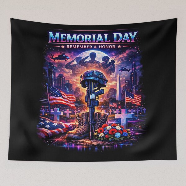 Item preview, Cyberpunk Memorial Day – Neon Tribute to the Fallen designed and sold by 3free3street - Neon & Graffiti Digital Art.
