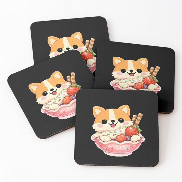 Item preview, Kawaii Corgi Dog in Ice Cream Bowl - Cute Chibi Puppy Fruit Dessert Art designed and sold by Trendora90.