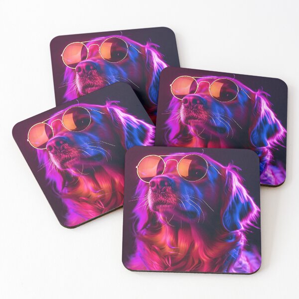Item preview, Cool Golden Retriever with Sunglasses – Neon Glow designed and sold by Bold INK.
