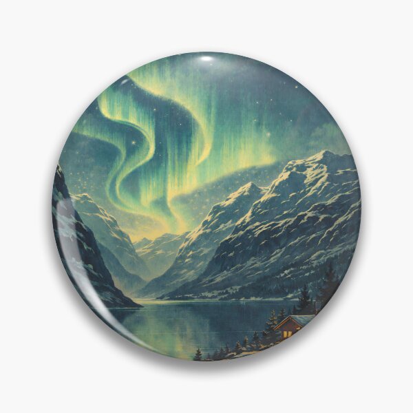Item preview, Northern Lights Norway Poster – Retro Aurora Borealis Wall Art designed and sold by ArtYouFeel.