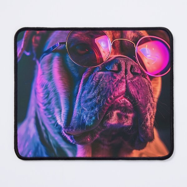 Item preview, Cool Bulldog with Sunglasses – Neon Glow designed and sold by Bold INK.