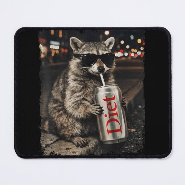 Item preview, Funny Cool Raccoon in Sunglasses Drinking Diet Soda Vintage Aesthetic Retro Streetwise designed and sold by NgumohaLanke.