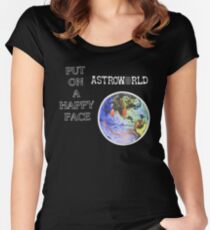 Astroworld Put On A Happy Face logo Women's Fitted Scoop T-Shirt