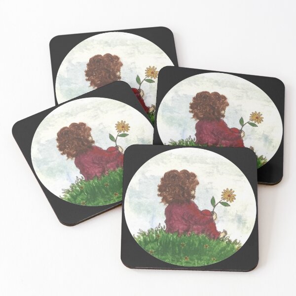 Item preview, Acrylic painting of a child with curls and a marigold designed and sold by creaphyl28.