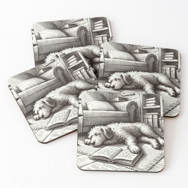 Item preview, Sleepy Dog Reading Book | Cozy Book Lover Illustration | Relaxing Puppy Sketch Art designed and sold by SheetalMourya.