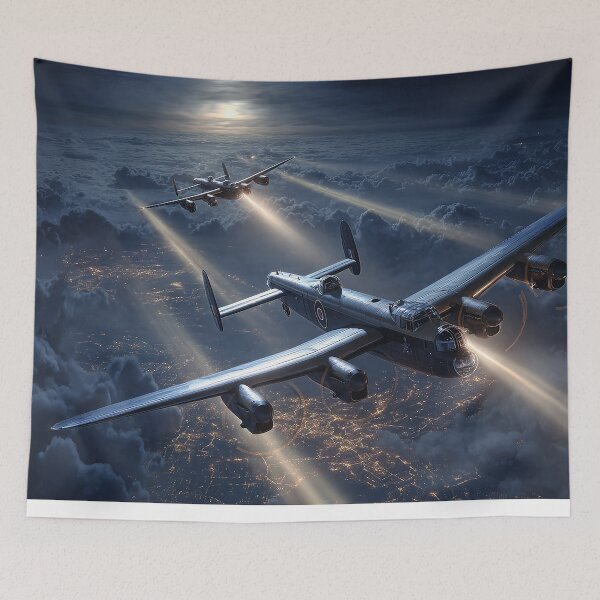 Item preview, Lancasters Drifting Through Lunar Glow designed and sold by Skyframe Aviation.