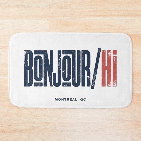 Item preview, Bonjour Hi Montreal QC Bilingual Greeting Grunge Typography designed and sold by Fenay Designs.