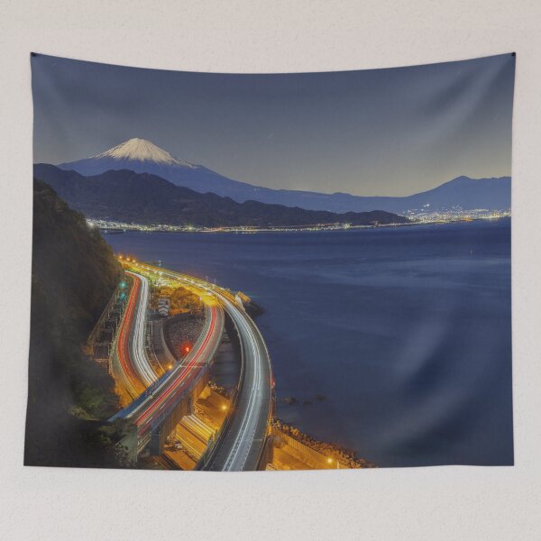 Item preview, Mount Fuji at Blue Hour with Light Trails from Satta-toge Pass, Shizuoka, Japan designed and sold by Pix4Japan.